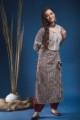 Image for Kusvaa Wsr164 Dariya Block Printed Striped Kurta With Lace Yoke And Tassels Look