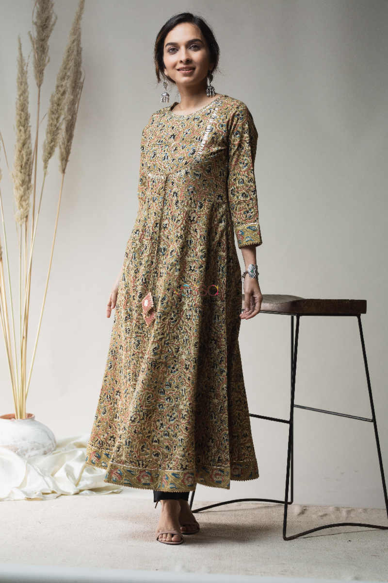 Image for Kusvaa Wsr644 Barley Corn Kalamkari A Line Kurta Side