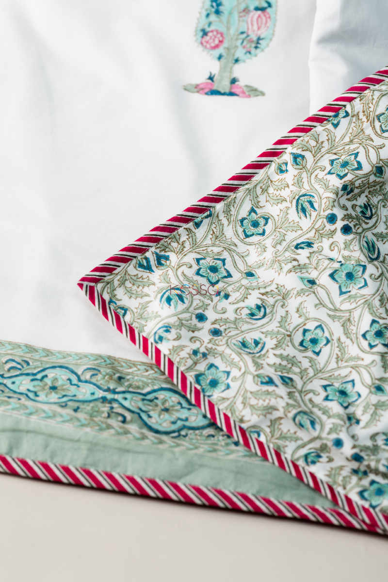 Image for Kusvaa Kad43 Norway Green Double Bed Dohar Closeup