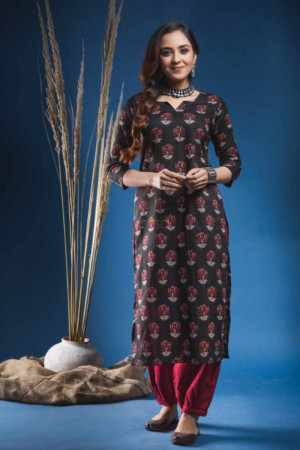 Image for Kusvaa Taf47 Woodsmoke Regular Wear Straight Fit Kurta Featured