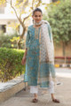 Image for Kusvaa Vcr18 Steel Blue Kurta And Kota Doria Dupatta Set Front