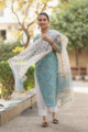 Image for Kusvaa Vcr18 Steel Blue Kurta And Kota Doria Dupatta Set Look