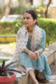 Image for Kusvaa Vcr18 Steel Blue Kurta And Kota Doria Dupatta Set Sitting