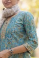 Image for Kusvaa Vcr18 Steel Blue Kurta And Kota Doria Dupatta Set Top
