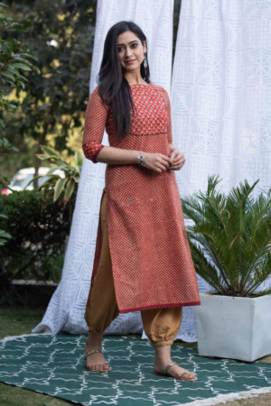 Image for Kusvaa Vcr24 Bagru Print Straight Fit Kurta Featured