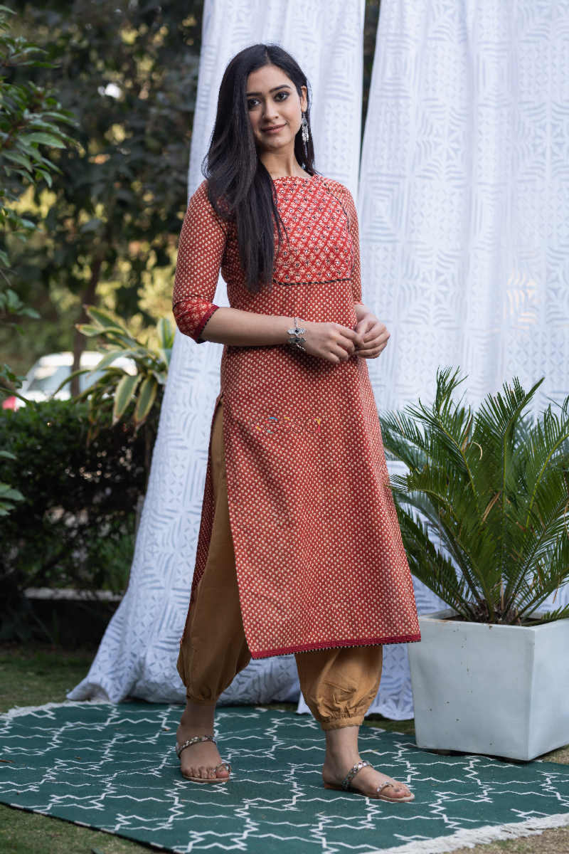 Image for Kusvaa Vcr24 Bagru Print Straight Fit Kurta Featured
