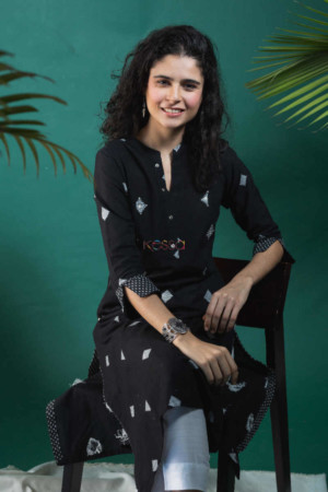 Image for Kusvaa Ws650 Black South Cotton A Line Kurta Featured