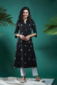Image for Kusvaa Ws650 Black South Cotton A Line Kurta Front
