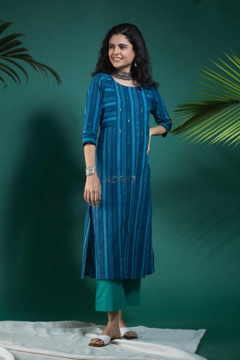 Image for Kusvaa Ws651 Varuna South Cotton Kurta With Hand Kantha Work Front