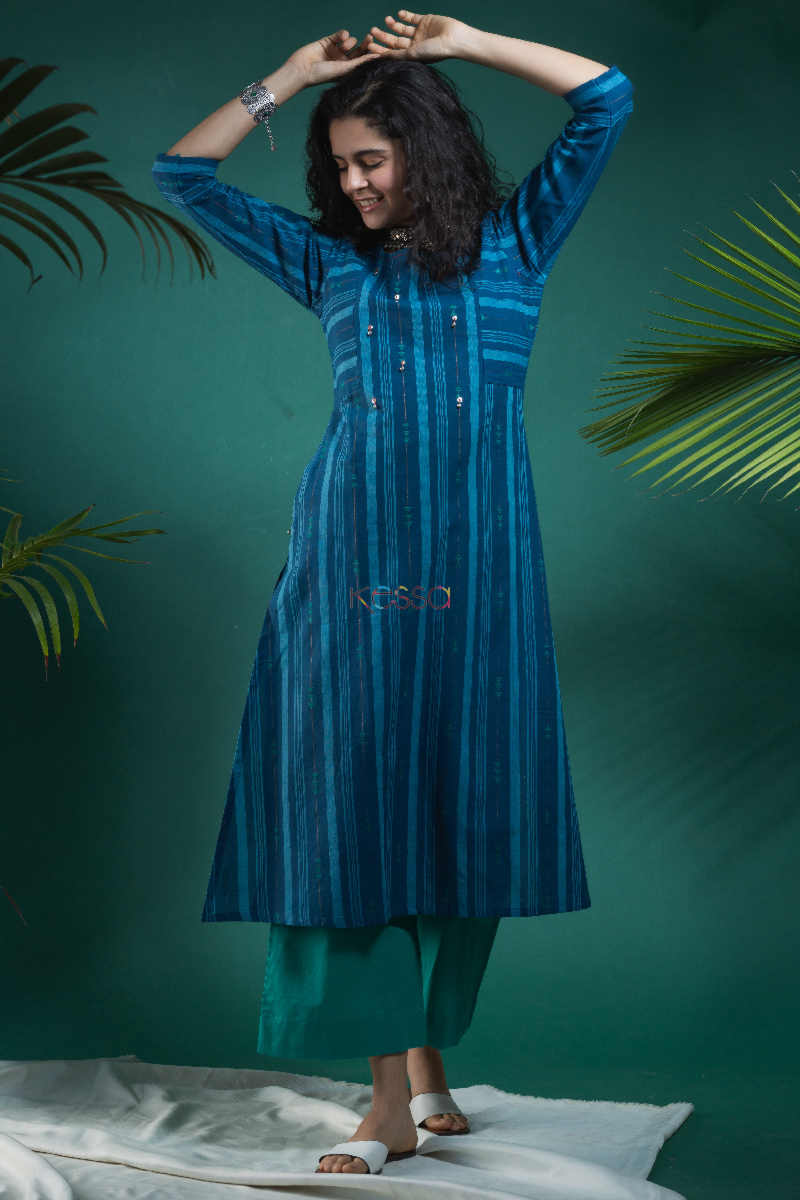 Image for Kusvaa Ws651 Varuna South Cotton Kurta With Hand Kantha Work Look