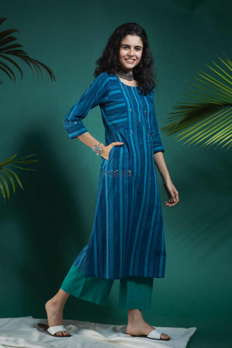 Image for Kusvaa Ws651 Varuna South Cotton Kurta With Hand Kantha Work Side