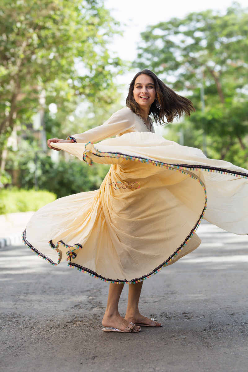 Image for Kusvaa Ws652 Mukta Voil Dress With Hand Kantha And Mirror Work 1 Right