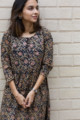 Image for Kusvaa Ws662 Cinder Black Kalamkari A Line Kurta 1 Top