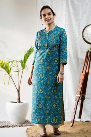 Image for Kusvaa Wsr170 Kanan Hand Block Print Cotton Kurta Featured