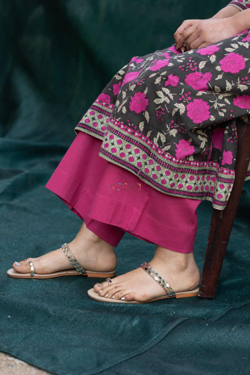 Image for Kusvaa Wsr172 Lunar Green Gulzar Block Print Kali Kurta Bottom