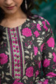 Image for Kusvaa Wsr172 Lunar Green Gulzar Block Print Kali Kurta Closeup