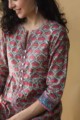 Image for Kusvaa Wsr174 Gul Hand Block Printed Kurta With Zari And Sequin Work Closeup