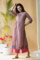 Image for Kusvaa Wsr174 Gul Hand Block Printed Kurta With Zari And Sequin Work Look
