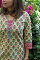 Image for Kusvaa Wsr176 Hillary Green Block Printed Straight Kurta 1 Top
