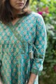 Image for Kusvaa Wsr177 Persian Green Hand Block Print Kurta 1 Closeup