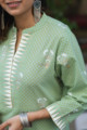 Image for Kusvaa Avdaf20 Highland Green Straight Fit Kurta Closeup