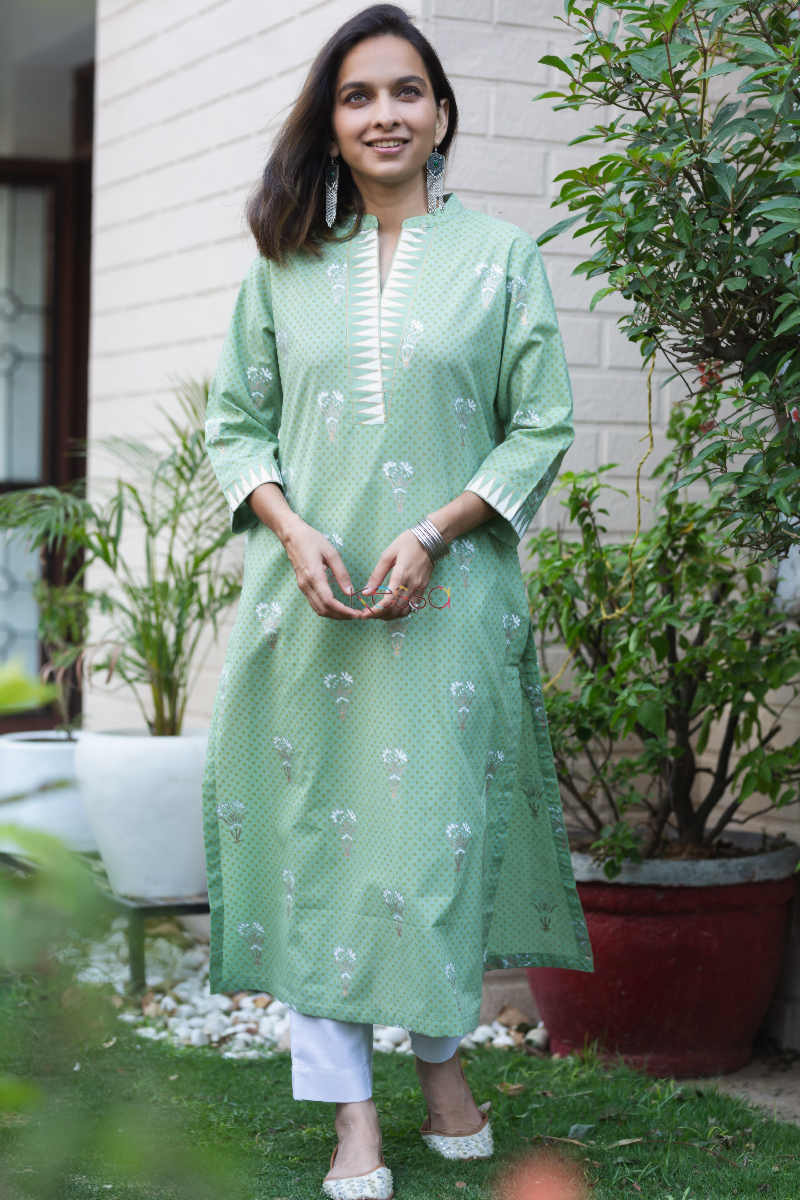 Image for Kusvaa Avdaf20 Highland Green Straight Fit Kurta Featured