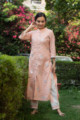 Image for Kusvaa Avdaf Clam Shell Peach And White Kurta Pant Set Look