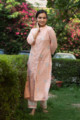 Image for Kusvaa Avdaf Clam Shell Peach And White Kurta Pant Set Look