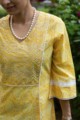 Image for Kusvaa Avdaf22 Paisely Peela A Line Kurta 1 Closeup