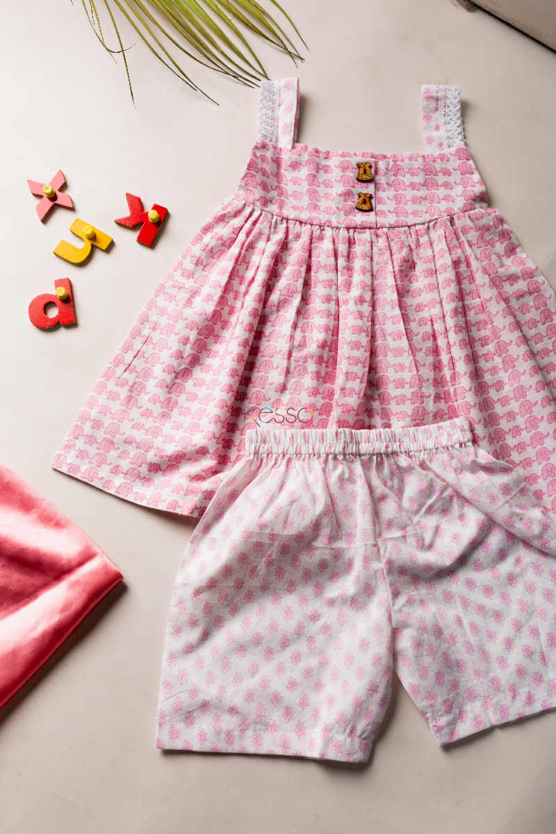 Image for Kusvaa Dek11 Elephant Print Toddler Girl Set Featured