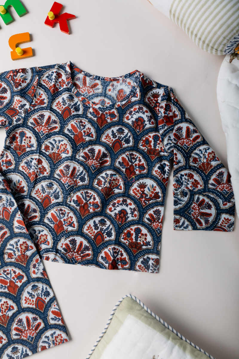 Image for Kusvaa Dek16 New Born (9 12 Months) Cloud Burst Blue Toddler Jammies Set Top