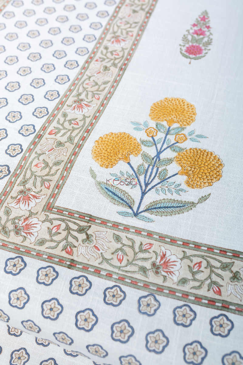 Image for Kusvaa Kab03 Ronchi Yellow Flower Print Bed Cover Closeup