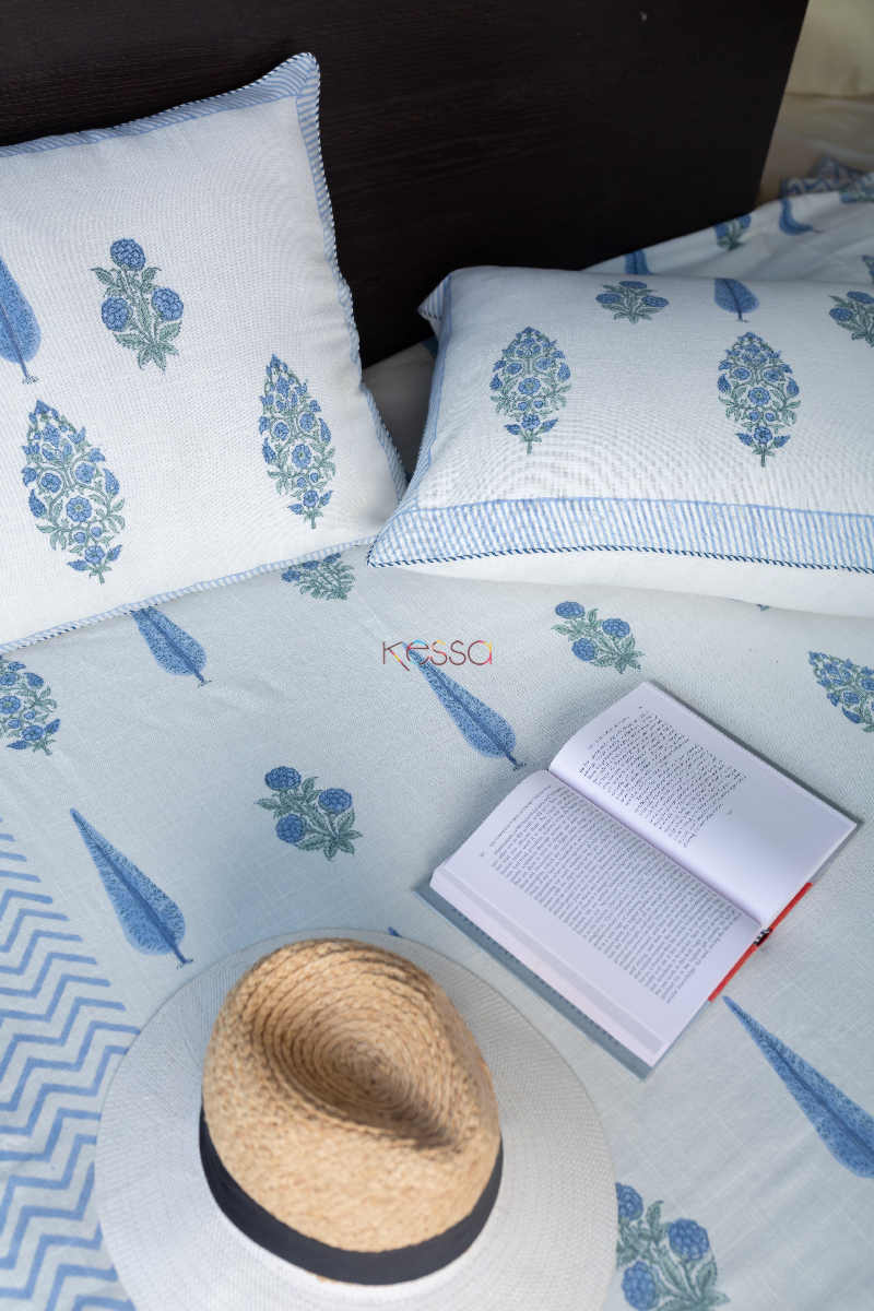 Image for Kusvaa Kab06 Steel Blue Bed Cover Pillow1