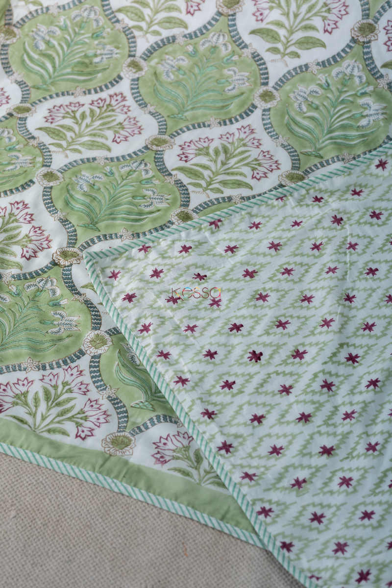 Image for Kusvaa Kad50 Swamp Green Double Bed Dohar Closeup