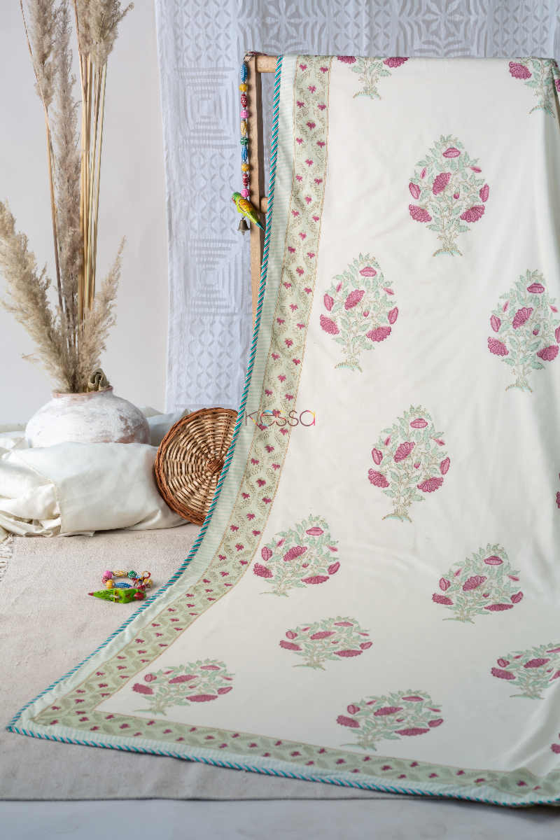 Image for Kusvaa Kad53 Pale Leaf Green Double Bed Dohar Featured