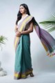 Image for Kusvaa Kuss09 Neelmani Handwoven Cotton Saree Look