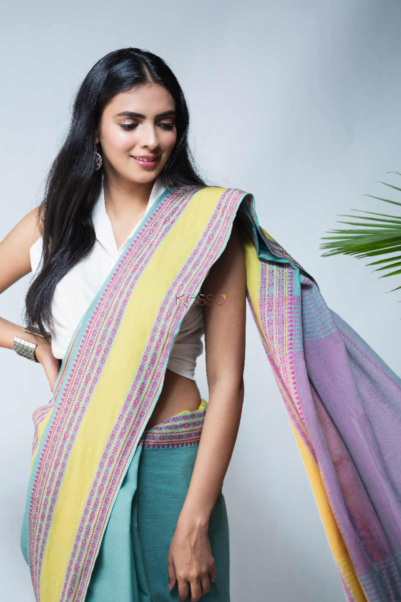 Image for Kusvaa Kuss09 Neelmani Handwoven Cotton Saree Top