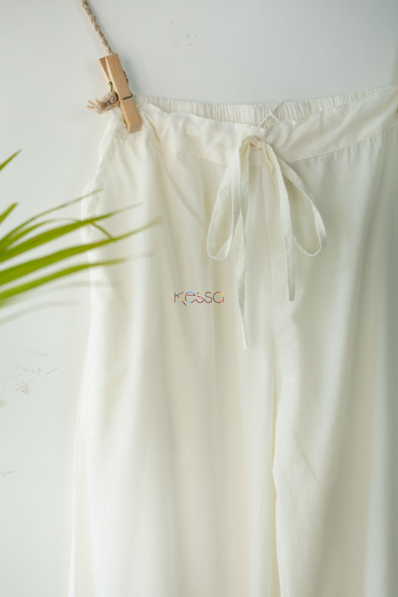 Image for Kusvaa Sap04 Muslin Cotton Crotia Lace Salwar Off White Closeup