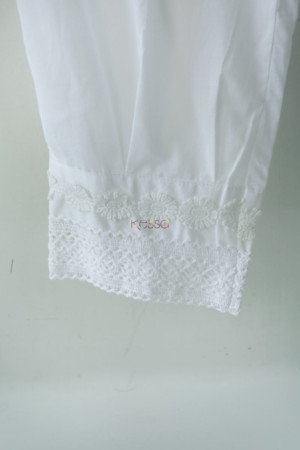 Image for Kusvaa Sap04 Muslin Cotton Crotia Lace Salwar White Bottom