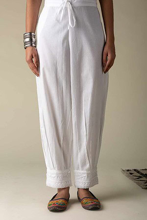 Image for Kusvaa Sap04 Muslin Cotton Crotia Lace Salwar White Featured New