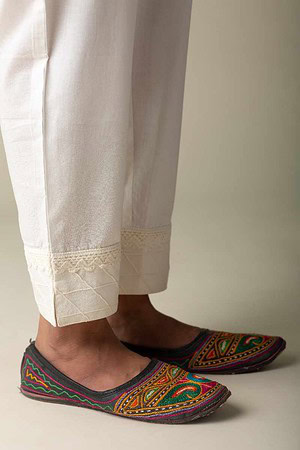 Image for Kusvaa Sap05 Muslin Cotton Printex Pants Offwhite Closeup New