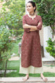 Image for Kusvaa Taf50 Copper Rust Regular Wear Cotton Kurta 1 Front