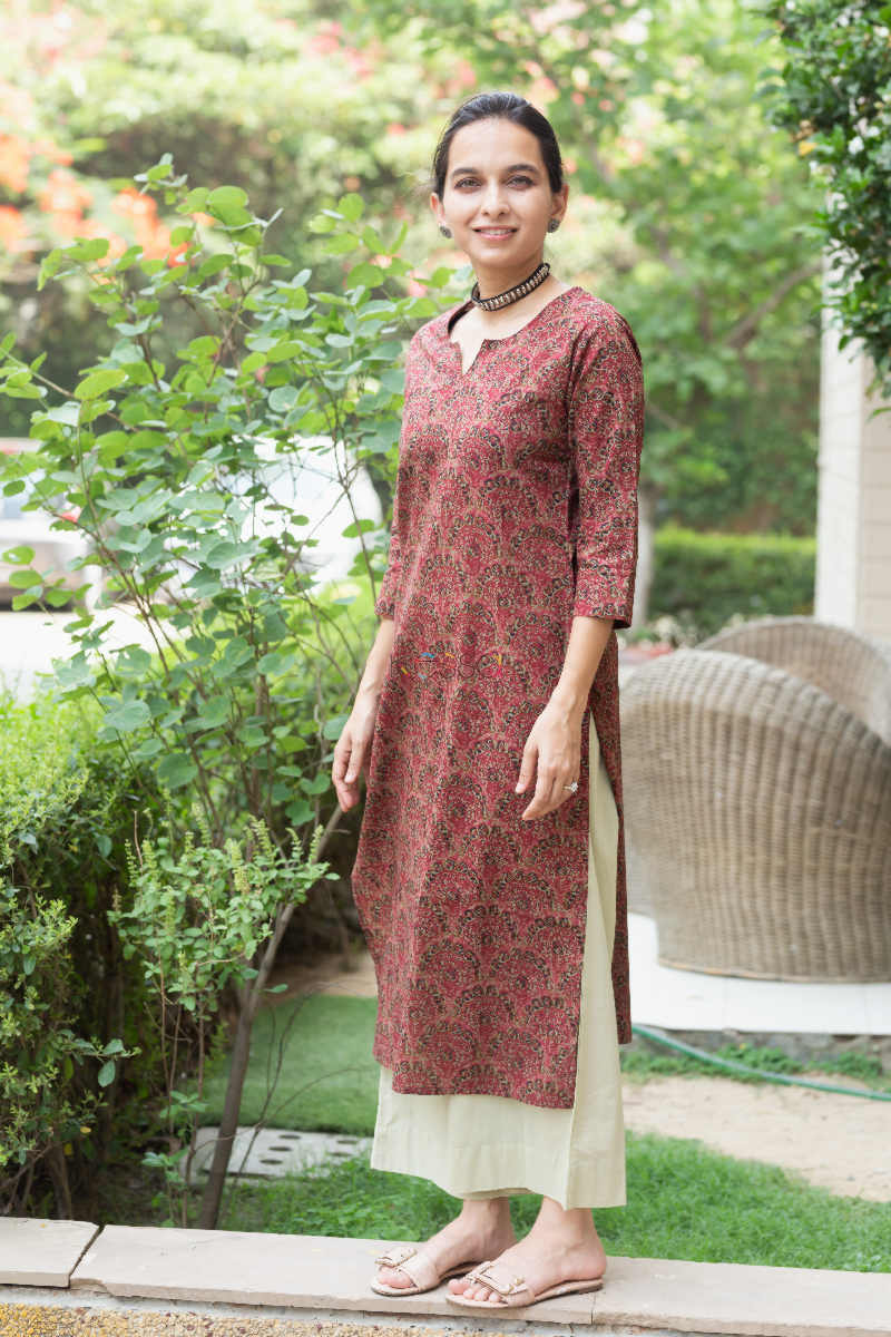 Image for Kusvaa Taf50 Copper Rust Regular Wear Cotton Kurta 1 Side