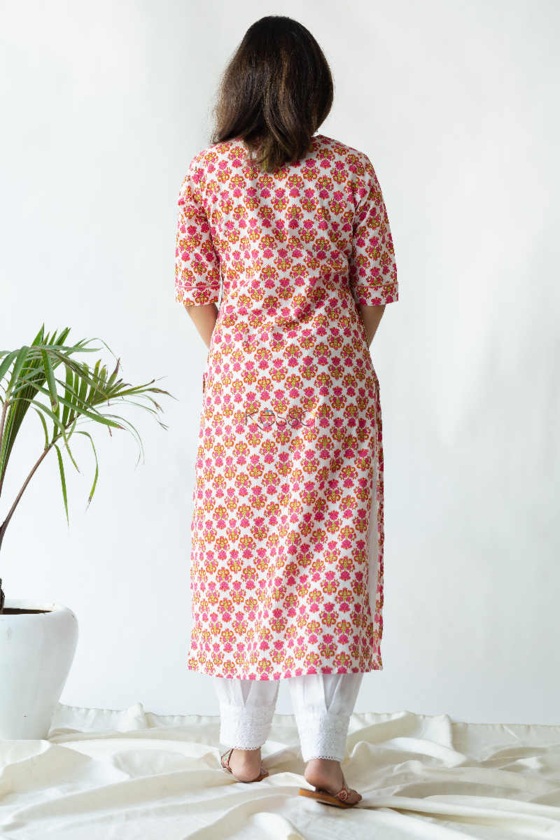 Image for Kusvaa Vcr31 Gulzar Blush Pink Regular Kurta Back