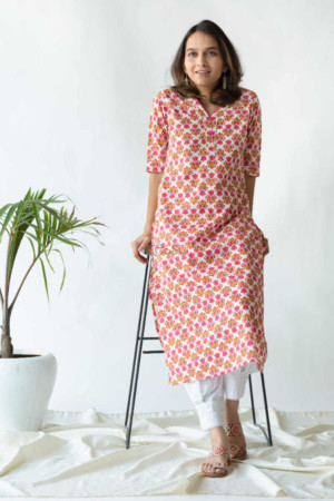 Image for Kusvaa Vcr31 Gulzar Blush Pink Regular Kurta Featured