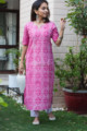 Image for Kusvaa Vcr33 Gehra Gulabi Shibori Kurta Front