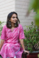 Image for Kusvaa Vcr33 Gehra Gulabi Shibori Kurta Sitting 1