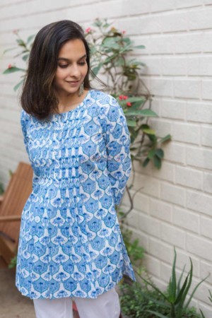 Image for Kusvaa Ws668 Ratnjyoti Short Kurta With Hand Block Print Featured
