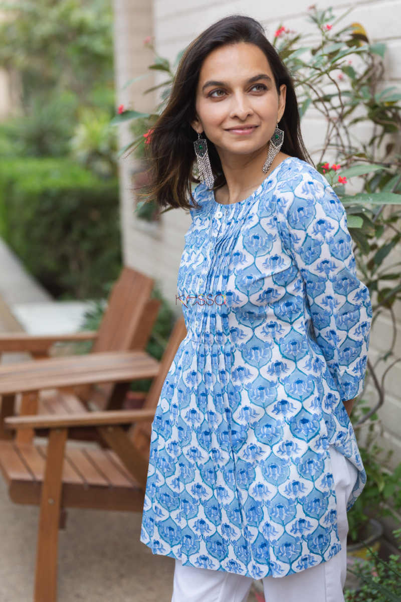 Image for Kusvaa Ws668 Ratnjyoti Short Kurta With Hand Block Print Look