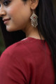 Image for Kusvaa Wsr178 Surkh Slub Cotton Kurta With Block Printed Chanderi Dupatta Earring